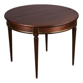 French Louis XVI Style Round Mahogany Extendable Dining Table