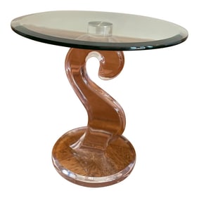 1980s Haziza Sculptural Glass Side Table