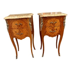 Mid 20th Century Vintage French Louis XV Nightstands (Pair)