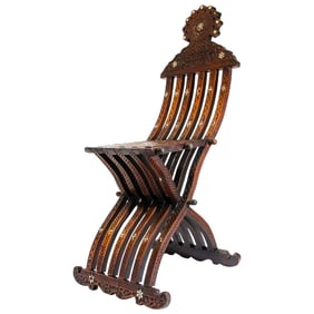 19th Century Inlaid Folding Middle Eastern Moorish Chair