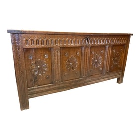 18th Century English Oak Coffer Blanket Chest