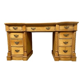 Antique English Pine Pedestal Desk