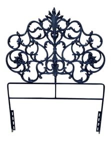 Vintage Italian Twin Ebonized Metal Headboard