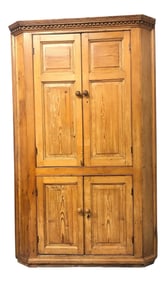 Early 19th Century English Pine Barrel Backed Corner Cupboard