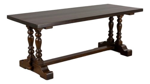 Country French Provincial Oak Trestle Farmhouse Dining Table