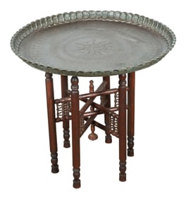 Persian Mameluke Tray Table on Wooden Folding Stand