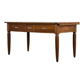 1930s French Art Deco Mixed Wood Farmhouse Table