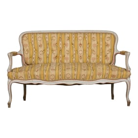 19th Century Country French Louis XV Painted Provincial Loveseat or Settee