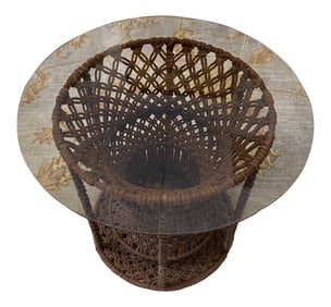 1960s Handwoven Macrame Side Table With Glass