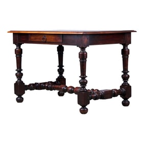 19th Century French Louis XIII Style Walnut Trestle Writing Desk