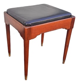 1960s Vinyl and Walnut Vanity Stool