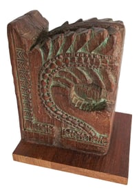 Architectural Carved Wood Temple Fragment Wall Bracket from India