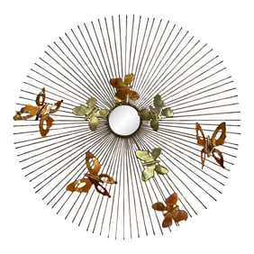 1970s Sunburst Butterfly Metal Wall Sculpture, Curtis Jere Style
