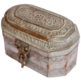 Anglo-Indian Handcrafted Tinned Copper Metal Tea or Spices Caddy Box