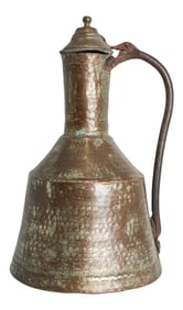 Antique 19th Century Middle Eastern Persian Tinned Copper Ewer