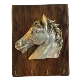 Mid 20th Century Pewter Horse Head Sculpture Key Holder