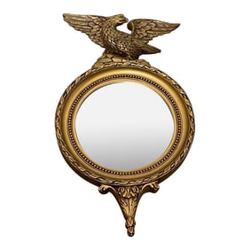 Small Regency Style British Eagle Bird Crown Convex Wall Mirror C1950's