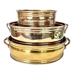Vintage Oval Tiered Brass Planters - Set of 3