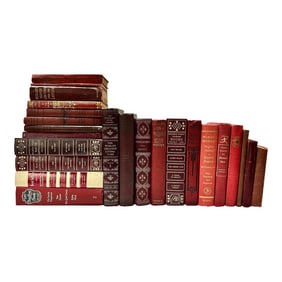Vintage Red Decorative Books for Staging - Set of 23