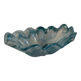 Late 20th Century Italian Turquoise Murano Art Glass Bowl