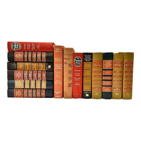 Vintage Orange Decorative Books for Staging Props - Set of 14