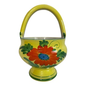Vintage Italian Ceramic Jardiniere With Handle