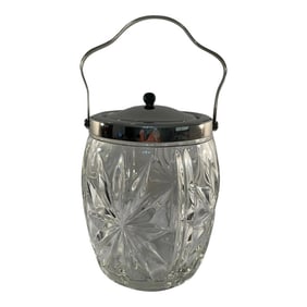 1940s English Cut Glass Biscuit Barrel