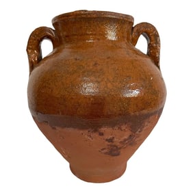 Late 1800s Antique French Glazed Terracotta Olive Jar