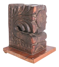 Architectural Hindu Temple Carved Wood Fragment from India
