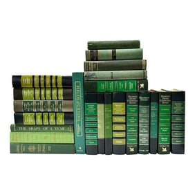 Vintage Green Decorative Books for Staging- Set of 22