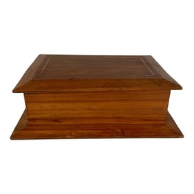 1970s Solid Teakwood Artisan Marquetry Letter Box