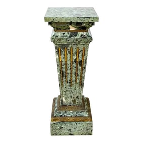 Late 19th Century Magnificent French Neoclassical Ormolu Mounted Verdigris Marble Pedestal