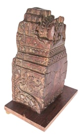 Wall Bracket Architectural Carved Wood Fragment from India