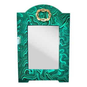 Vintage Malachite Picture Frame With Brass Ornament