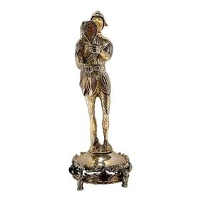 Early 20th Century Sterling, Bone, & Semi-Precious Gems Figure of a Court Jester