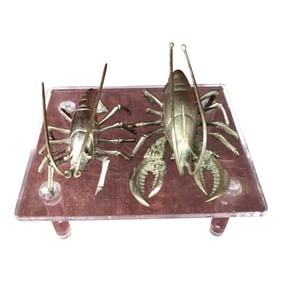 Vintage Italian Arte Oro 800 Silver Miniature Lobster Figures- a Pair