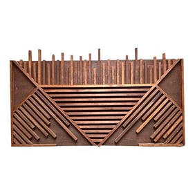 Vintage Boho Wooden Abstract Wall Sculpture