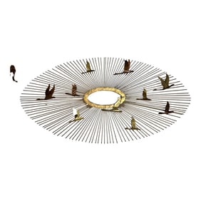 Mid Century 'Birds in Flight' Brass Sunburst Wall Sculpture Curtis Jere Style