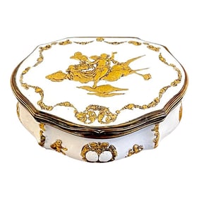 18th C Allegorical Gilt Enamel Snuff Box, Atrib Fromery Workshop