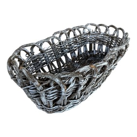 Early 20th Century Vintage Farmhouse Style Large Oval Twig Basket