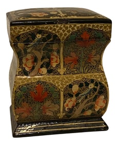 Hand-Painted Kashmir Lacquer Papier-M?¢ché Box for Playing Cards
