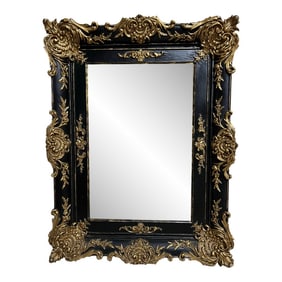 Antique Black & Gilded Wood Frame