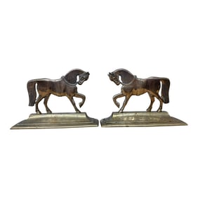 Vintage English Brass Horse Bookends