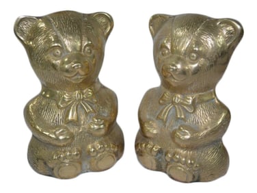 Brass Teddy Bear Bookends