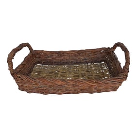 Mid 20th Century Vintage Tray Style Basket With Handles