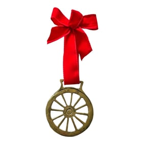 Vintage Equestrian English Horse Brass Holiday Christmas Ornament Wheel Spokes