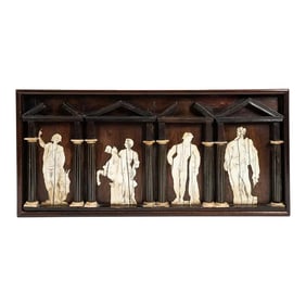 18th Century Grand Tour Classical Architectural Panel With Allegorical Inlaid Figures