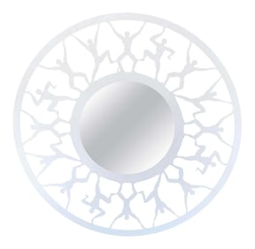 Late 20th Century Modern Circular White Enameled 'Atlas' Mirror