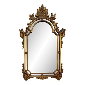 Vintage Hollywood Regency Style Large Statement Mirror With Gold Finish