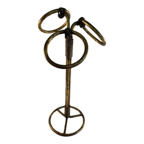 Vintage Mid 20th Century Italian Gilt Three Ring Metal Towel Holder